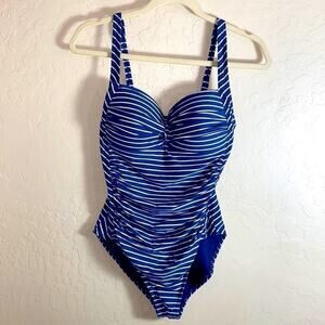 Niptuck blue and white stripe one piece swimsuit